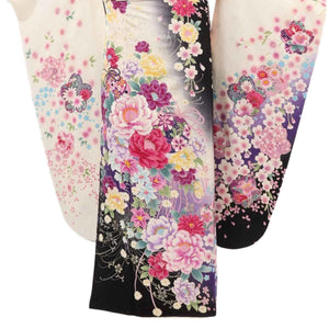 振袖 レンタル 白 【Mサイズ 白黒牡丹花鈴】 振袖 レンタル 成人式 シンプル 結婚式 レトロ かっこいい 【レンタル】 大正ロマン 振袖