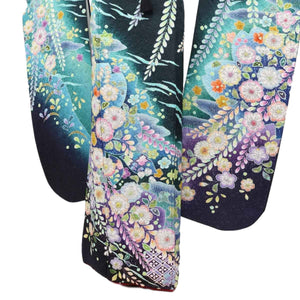 振袖 レンタル 黒 振袖 辻が花 【Mサイズ 黒ラメ辻が花】 振袖 レンタル 成人式 シンプル 結婚式 レトロ かっこいい 【レンタル】 大正ロマン 振袖