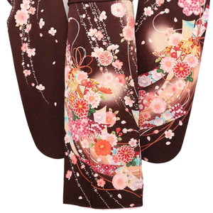 振袖 レンタル 茶 【Mサイズ 濃茶時花鞠のし】 振袖 レンタル 成人式 シンプル 結婚式 レトロ かっこいい 【レンタル】 大正ロマン 振袖