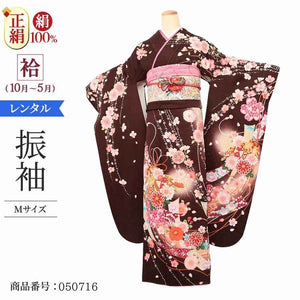 振袖 レンタル 茶 【Mサイズ 濃茶時花鞠のし】 振袖 レンタル 成人式 シンプル 結婚式 レトロ かっこいい 【レンタル】 大正ロマン 振袖