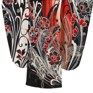 振袖 レンタル 黒 【Mサイズ 黒白橙ラメ花蝶アート】 振袖 レンタル 成人式 シンプル 結婚式 レトロ かっこいい 【レンタル】 大正ロマン 振袖 レンタル