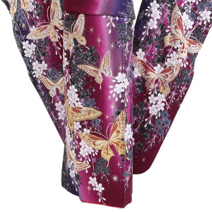 振袖 レンタル 茶 【Mサイズ 海老茶黒枝垂桜蝶】 振袖 レンタル 成人式 シンプル 結婚式 レトロ かっこいい 【レンタル】 大正ロマン 振袖 レンタル