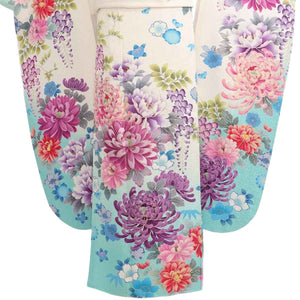 振袖 レンタル 白  【Mサイズ 白ブルーラメ乱菊小花 押切もえ】 振袖 レンタル 成人式 シンプル 結婚式 レトロ かっこいい 【レンタル】 大正ロマン 振袖