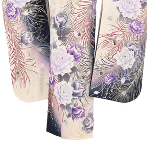 振袖 レンタル 白  【Mサイズ 白藤黒バラ孔雀羽根】 振袖 レンタル 成人式 シンプル 1か月 振袖レンタル フルセット 結婚式  【レンタル】 大正ロマン 振袖