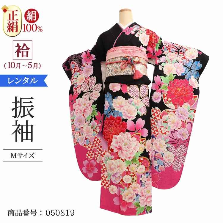 振袖 レンタル 黒 【Mサイズ 黒時花絢燗 スザンヌ】 振袖 レンタル 成人式 シンプル 1か月 振袖レンタル フルセット 結婚式  【レンタル】 大正ロマン 振袖