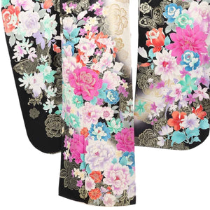 振袖 レンタル 黒 【Mサイズ 黒ぼかし英国庭園】 振袖 レンタル 成人式 シンプル 1か月 振袖レンタル フルセット 結婚式  【レンタル】 大正ロマン 振袖