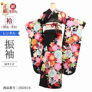 振袖 レンタル 黒 【Mサイズ 黒桜に蝶 菜々緒】 振袖 レンタル 成人式 シンプル 1か月 振袖レンタル フルセット 結婚式  【レンタル】 大正ロマン 振袖