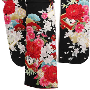 振袖 レンタル 黒 【Mサイズ 黒牡丹華紋 AKB】 振袖 レンタル 成人式 シンプル 1か月 振袖レンタル フルセット 結婚式  【レンタル】 大正ロマン 振袖