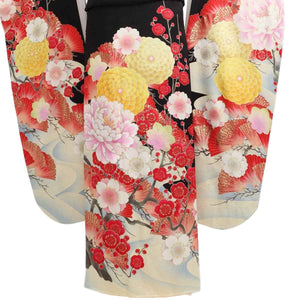 振袖 レンタル 黒 【Mサイズ 黒牡丹に紅梅 菜々緒】 振袖 レンタル 成人式 シンプル 1か月 振袖レンタル フルセット 結婚式  【レンタル】 大正ロマン 振袖