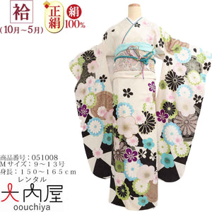 振袖 レンタル 白  【Mサイズ 白鱗菊紋 菜々緒】 振袖 レンタル 成人式 シンプル 1か月 振袖レンタル フルセット 結婚式  【レンタル】 大正ロマン 振袖