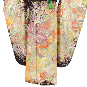 振袖 レンタル 茶  【Mサイズ 茶ラメスパンリボン】 振袖 レンタル 成人式 シンプル 1か月 振袖レンタル フルセット 結婚式  【レンタル】 大正ロマン 振袖