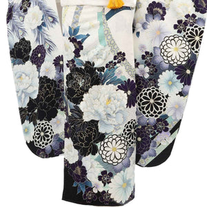 振袖 レンタル 白  【Mサイズ 白地黒牡丹菊】 振袖 レンタル 成人式 シンプル 1か月 振袖レンタル フルセット 結婚式  【レンタル】 大正ロマン 振袖