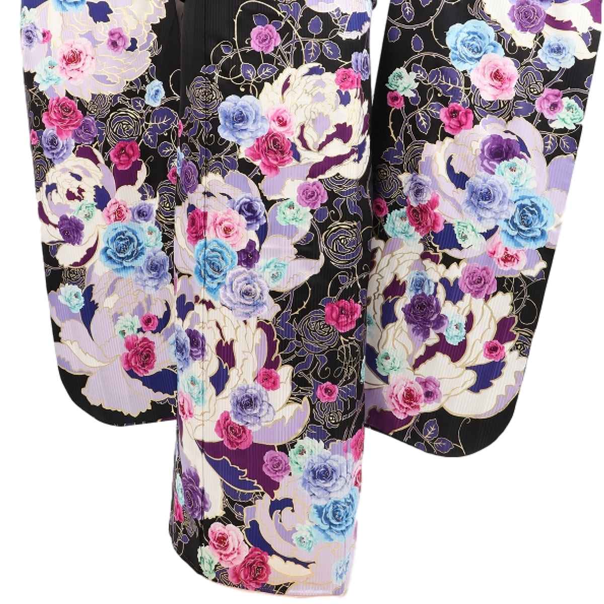 振袖正絹CECIL McBEE 黒/ワイン、新品長襦袢付