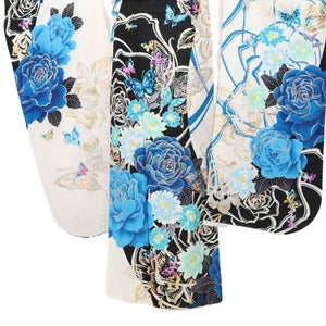 振袖 レンタル 白 【Mサイズ 白地黒青バラに蝶】 振袖 レンタル 成人式 シンプル 1か月 振袖レンタル フルセット 結婚式  【レンタル】 大正ロマン 振袖