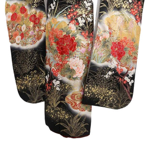 振袖 レンタル 黒 【Mサイズ 黒牡丹紅白梅】 振袖 レンタル 成人式 シンプル 1か月 振袖レンタル フルセット 結婚式  【レンタル】 大正ロマン 振袖