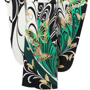 振袖 レンタル 白 【Mサイズ 白地黒緑蝶】 振袖 レンタル 成人式 シンプル 結婚式 レトロ かっこいい 【レンタル】 大正ロマン 振袖 レンタル