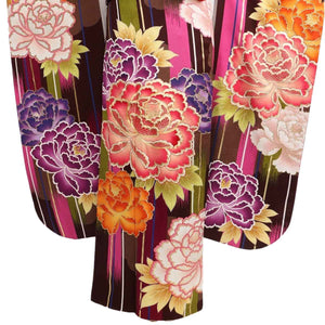 振袖 レンタル 茶 【Mサイズ 茶牡丹に絣 白石麻衣】 振袖 レンタル 成人式 シンプル 結婚式 レトロ かっこいい 【レンタル】 大正ロマン 振袖 レンタル