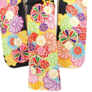 振袖 レンタル 黄色 【Mサイズ 黄黒縞桜菊】 振袖 レンタル 成人式 シンプル 結婚式 レトロ かっこいい 【レンタル】 大正ロマン 振袖 レンタル