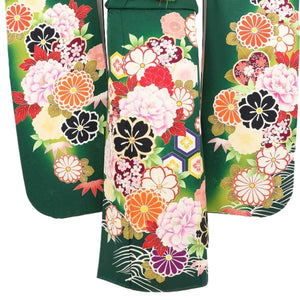 振袖 レンタル 緑 【Mサイズ 深緑亀甲花園】 振袖 レンタル 成人式 シンプル 結婚式 レトロ かっこいい 【レンタル】 大正ロマン 振袖 レンタル