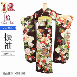 振袖 レンタル 茶 【Mサイズ 茶雲取りに貝桶 平祐奈】 振袖 レンタル 成人式 シンプル 結婚式 レトロ かっこいい 【レンタル】 大正ロマン 振袖 レンタル