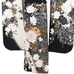 振袖 レンタル 黒 【Mサイズ 黒白バラ 桂由美】 振袖 レンタル 成人式 シンプル 結婚式 レトロ かっこいい 【レンタル】 大正ロマン 振袖 レンタル