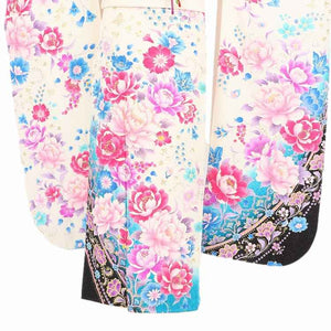 振袖 レンタル 白 【Mサイズ 白地青黒牡丹】 振袖 レンタル 成人式 シンプル 結婚式 レトロ かっこいい 【レンタル】 大正ロマン 振袖 レンタル