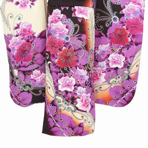 振袖 レンタル 黒 【Mサイズ 濃茶クリームラメバラビーズ】 振袖 レンタル 成人式 シンプル 結婚式 レトロ かっこいい 【レンタル】 大正ロマン 振袖 レンタル