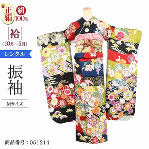振袖 レンタル 黒 【Mサイズ 黒紺赤松竹梅 ひいな】 振袖 レンタル 成人式 シンプル 結婚式 レトロ かっこいい 【レンタル】 大正ロマン 振袖 レンタル
