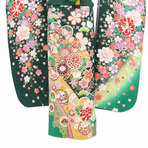 振袖 レンタル 緑 【Mサイズ モス緑雪輪桜菊】 振袖 レンタル 成人式 シンプル 結婚式 レトロ かっこいい 【レンタル】 大正ロマン 振袖 レンタル