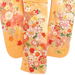 振袖 レンタル 黄色 【Mサイズ オレンジ桜牡丹】 振袖 レンタル 成人式 シンプル 結婚式 レトロ かっこいい 【レンタル】 大正ロマン 振袖 レンタル