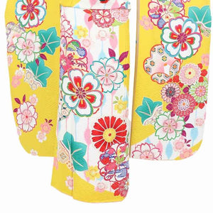 振袖 レンタル 黄色 【Mサイズ 山吹桜菊】 振袖 レンタル 成人式 シンプル 結婚式 レトロ かっこいい 【レンタル】 大正ロマン 振袖 レンタル