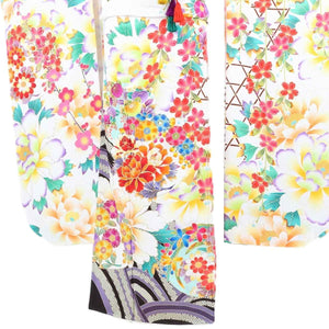 振袖 レンタル 白 【Mサイズ 白青海花尽くし マーベラス】 振袖 レンタル 成人式 シンプル 結婚式 レトロ かっこいい 【レンタル】 大正ロマン 振袖 レンタル