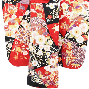 振袖 レンタル 赤 振袖 辻が花 【Mサイズ 赤黒七宝辻が花 マーベラス】 振袖 レンタル 成人式 シンプル 結婚式 レトロ かっこいい 【レンタル】 大正ロマン 振袖 レンタル