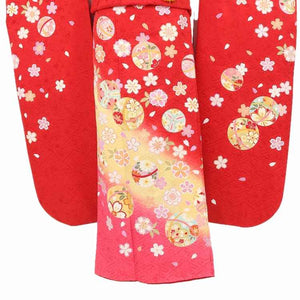 振袖 レンタル 赤 【Mサイズ 赤ぼかし手鞠桜】 振袖 レンタル 成人式 シンプル 結婚式 レトロ かっこいい 【レンタル】 大正ロマン 振袖 レンタル