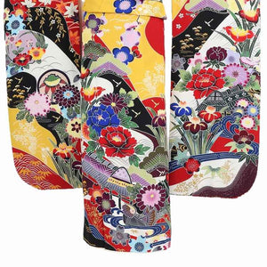 振袖 レンタル 黄色 沖縄 紅型 振袖 【Mサイズ 山吹紅型あやめ牡丹 椿姫】 振袖 レンタル 成人式 シンプル 結婚式 レトロ かっこいい 【レンタル】 大正ロマン 振袖 レンタル