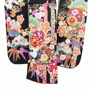 振袖 レンタル 黒 【黒雪輪松竹疋田 生田絵梨花】 振袖 レンタル 成人式 シンプル 結婚式 レトロ かっこいい 【レンタル】 大正ロマン 振袖 レンタル