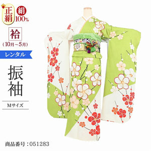 振袖 レンタル 緑 【ヒワクリーム永楽屋梅】 振袖 レンタル 成人式 シンプル 結婚式 レトロ かっこいい 【レンタル】 大正ロマン 振袖 レンタル