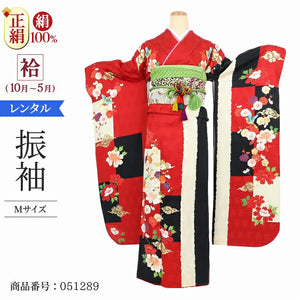 振袖 レンタル 赤 【赤黒縦縞刺繍鳥】 振袖 レンタル 成人式 シンプル 結婚式 レトロ かっこいい 【レンタル】 大正ロマン 振袖 レンタル