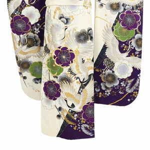 振袖 レンタル 白 【オフ白紫梅に鶴 N-spice】 振袖 レンタル 成人式 シンプル 結婚式 レトロ かっこいい 【レンタル】 大正ロマン 振袖 レンタル