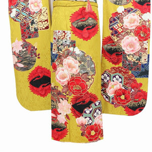 振袖 レンタル 黄色 【金茶雪輪に椿 N-spice】 振袖 レンタル 成人式 シンプル 結婚式 レトロ かっこいい 【レンタル】 大正ロマン 振袖 レンタル