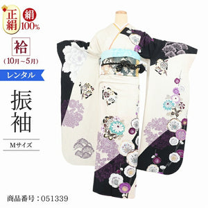 振袖 レンタル 黒 【オフ黒梅道長 池田美優】 振袖 レンタル 成人式 シンプル 結婚式 レトロ かっこいい 【レンタル】 大正ロマン 振袖 レンタル