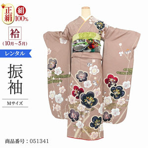 振袖 レンタル 茶 【茶ベージュ梅霞 Vcinqx葵】 振袖 レンタル 成人式 シンプル 結婚式 レトロ かっこいい 【レンタル】 大正ロマン 振袖 レンタル