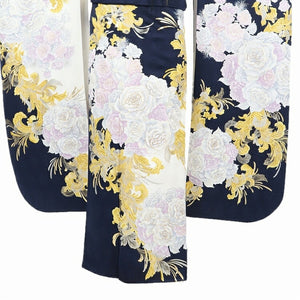 振袖 レンタル 紺 【紺白薔薇に唐草 BE BETTER】 振袖 レンタル 成人式 シンプル 結婚式 レトロ かっこいい 【レンタル】 大正ロマン 振袖 レンタル