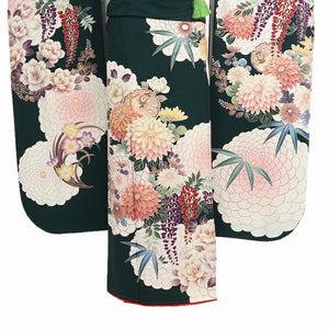 振袖 レンタル 緑 【緑雪輪に菊 BE BETTER】 振袖 レンタル 成人式 シンプル 結婚式 レトロ かっこいい 【レンタル】 大正ロマン 振袖 レンタル