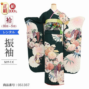 振袖 レンタル 緑 【緑雪輪に菊 BE BETTER】 振袖 レンタル 成人式 シンプル 結婚式 レトロ かっこいい 【レンタル】 大正ロマン 振袖 レンタル