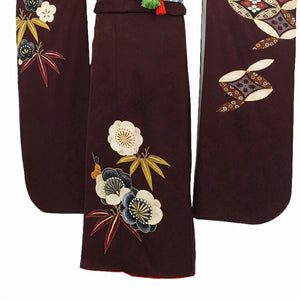 振袖 レンタル 茶 【茶七宝梅笹 N-old&new-2】 振袖 レンタル 成人式 シンプル 結婚式 レトロ かっこいい 【レンタル】 大正ロマン 振袖 レンタル