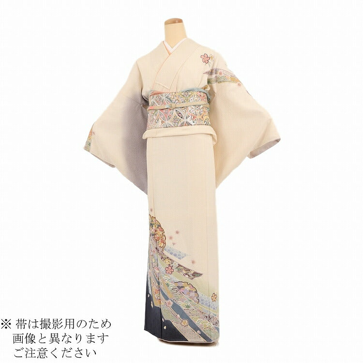 訪問着 グレー 小さい花が咲いてい2412053 合わせ レディース