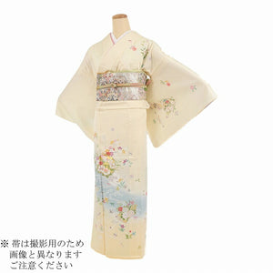 単衣 訪問着 レンタル 正絹 モダン 夏用 お宮参り 着物 レンタル 母親 Mサイズ 薄黄雪輪に流水 【レンタル】 七五三 母親 着物 訪問着 単衣 20代 30代 40代 50代 60代