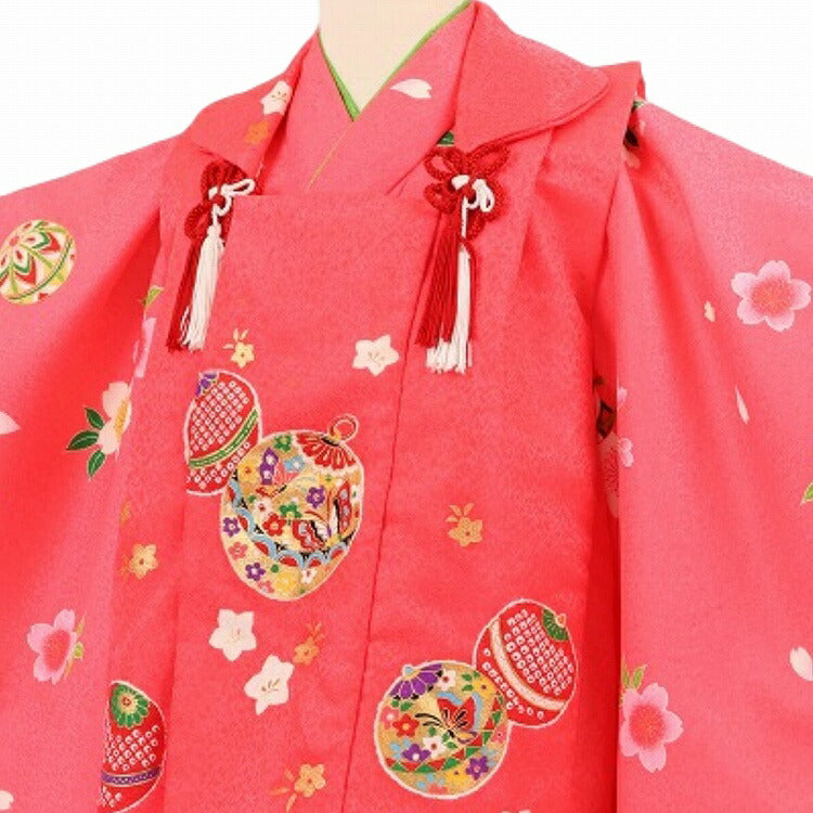 507ag6◎七五三 三歳 女児 着物&被布 金銀彩 鞠蝶枝垂れ桜◎ 507ag6◎七五三 三歳 女児 着物&被布 金銀彩 鞠蝶枝垂れ桜
