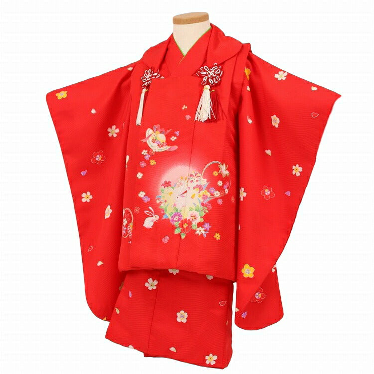 七五三 着物 3歳 レンタル 女の子 【赤花童話】 七五三 3歳
